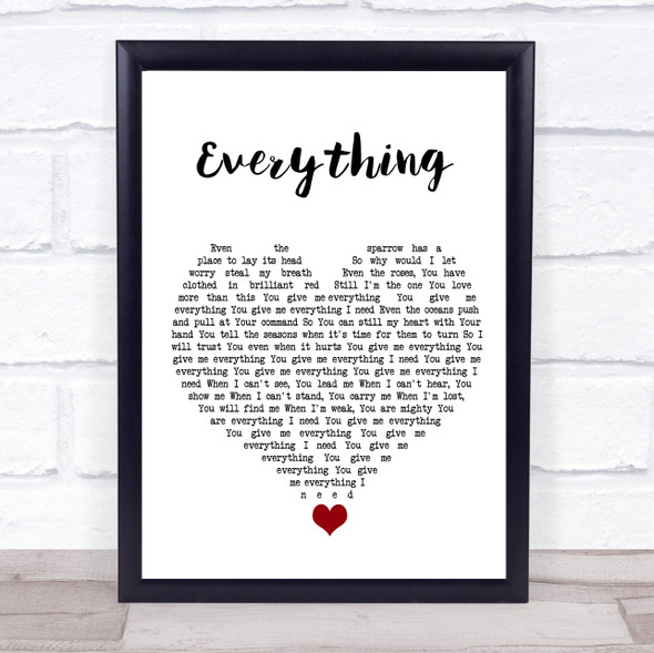 Lauren Daigle Everything White Heart Song Lyric Quote Music Print