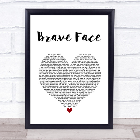 Frank Turner Brave Face White Heart Song Lyric Quote Music Print