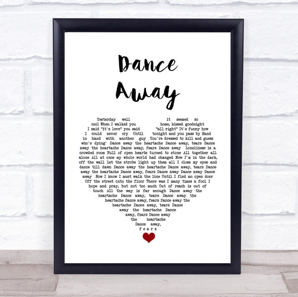 Roxy Music Dance Away White Heart Song Lyric Quote Music Print