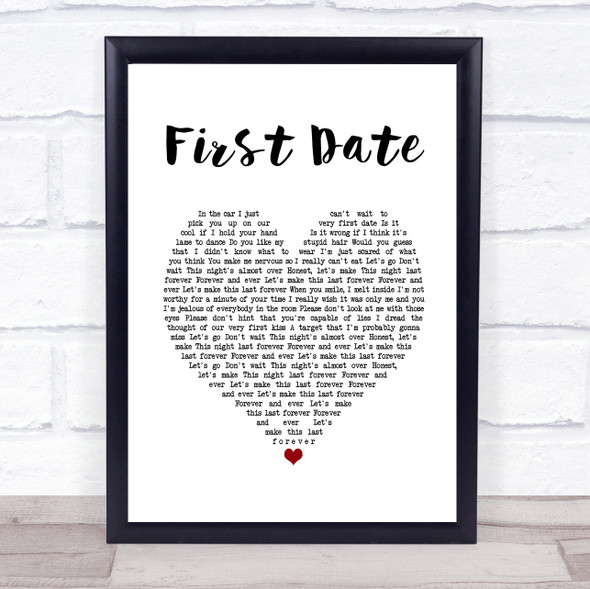 Blink-182 First Date White Heart Song Lyric Quote Music Print