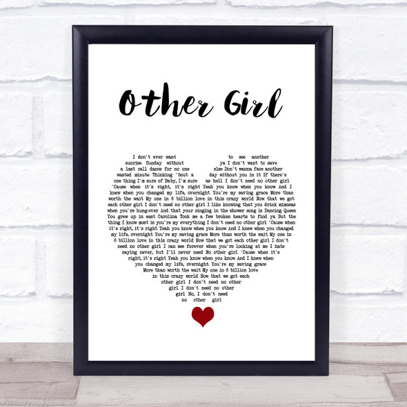 Filmore Other Girl White Heart Song Lyric Quote Music Print