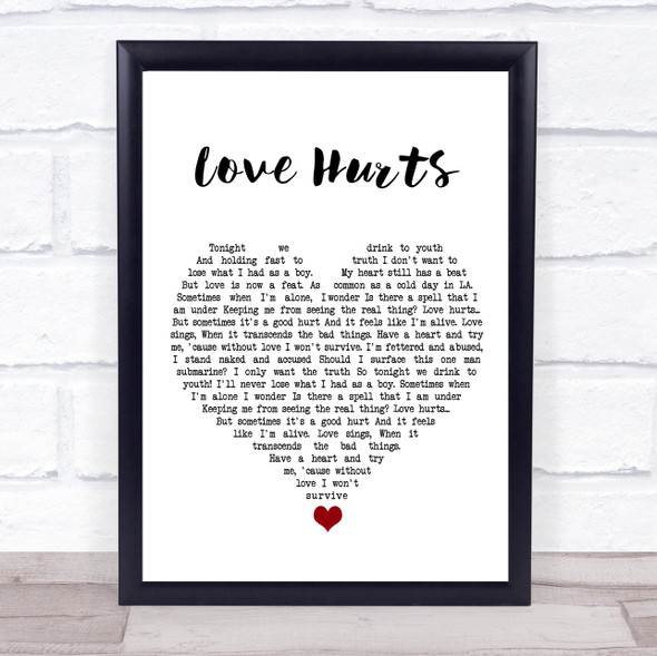 Incubus Love Hurts White Heart Song Lyric Quote Music Print