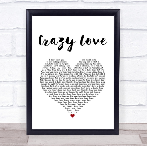 Mj Cole Crazy Love White Heart Song Lyric Quote Music Print