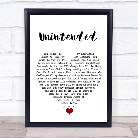 Muse Unintended White Heart Song Lyric Quote Music Print