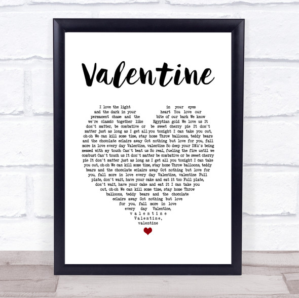 5 Seconds Of Summer Valentine White Heart Song Lyric Quote Music Print
