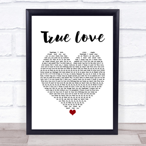 P!nk ft. Lily Allen True Love White Heart Song Lyric Quote Music Print