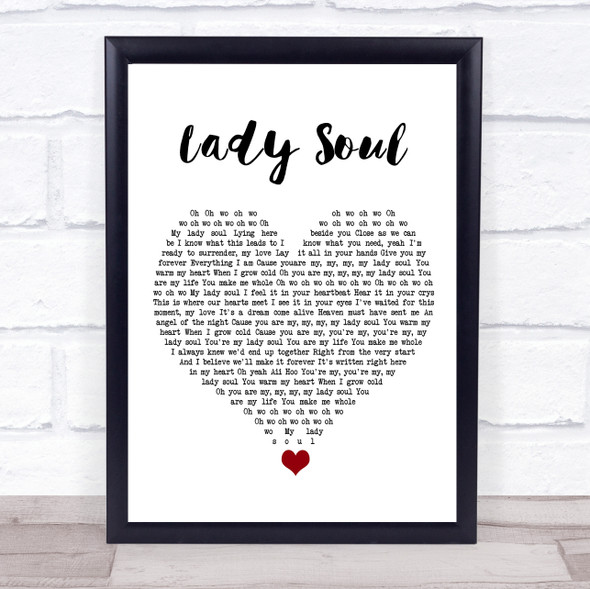 The Temptations Lady Soul White Heart Song Lyric Quote Music Print