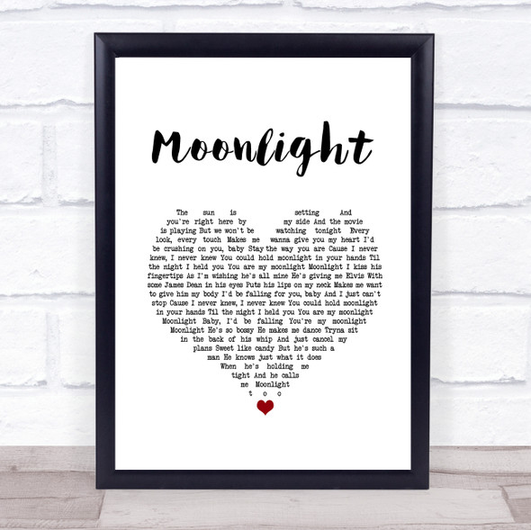 Ariana Grande Moonlight White Heart Song Lyric Quote Music Print