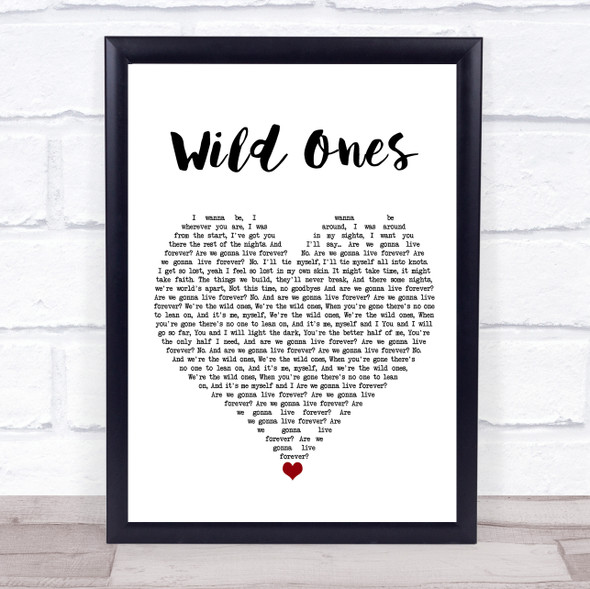 You Me At Six Wild Ones White Heart Song Lyric Quote Music Print