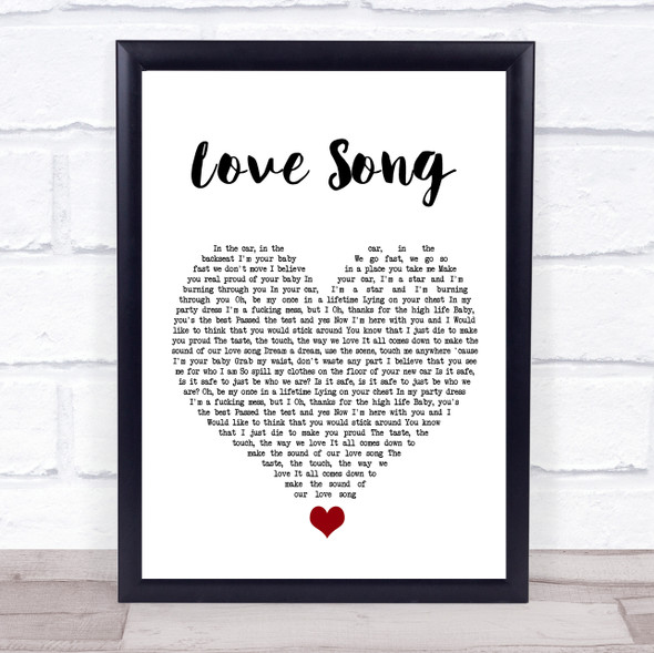 Lana Del Rey Love Song White Heart Song Lyric Quote Music Print