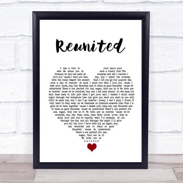 Peaches & Herb Reunited White Heart Song Lyric Quote Music Print