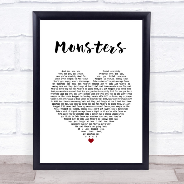 Shinedown MONSTERS White Heart Song Lyric Quote Music Print