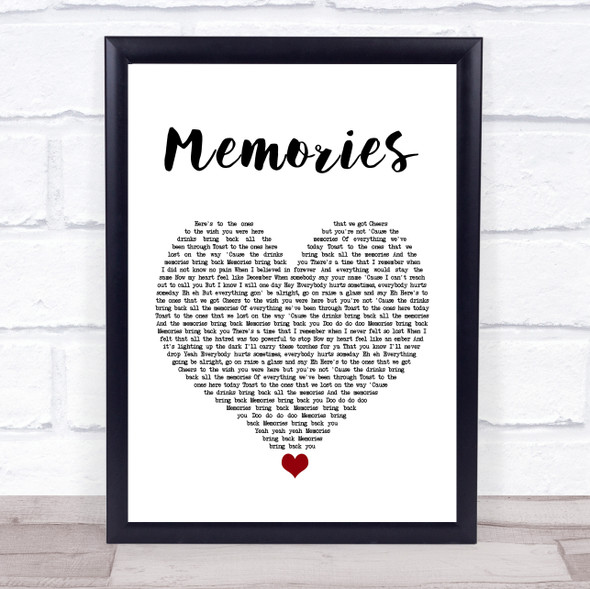 Maroon 5 Memories White Heart Song Lyric Quote Music Print