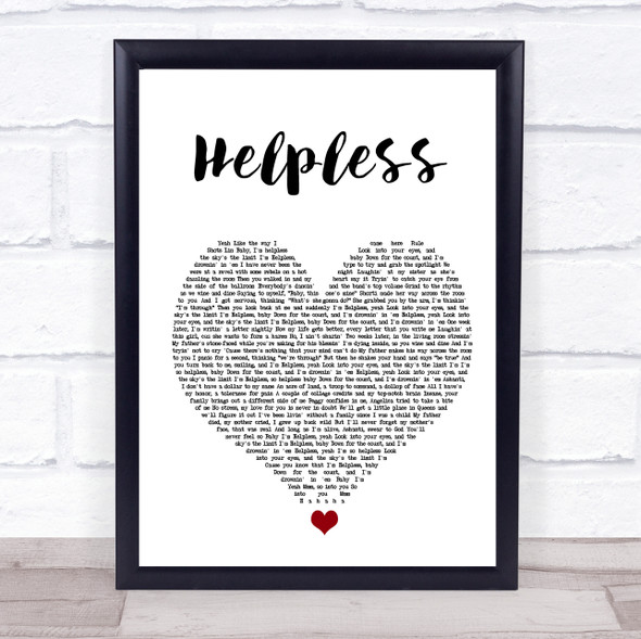 Ashanti Helpless White Heart Song Lyric Quote Music Print