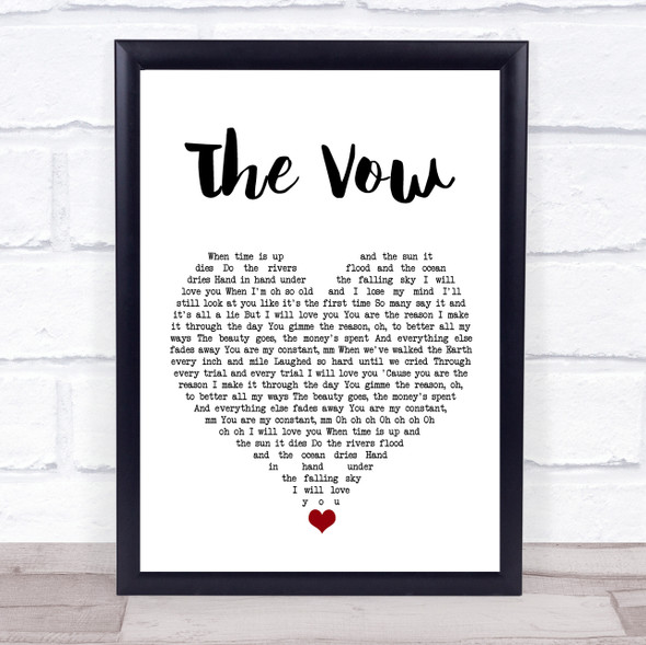 Ruth-Anne Cunningham The Vow White Heart Song Lyric Quote Music Print