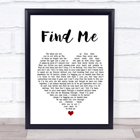 David Gates Find Me White Heart Song Lyric Quote Music Print