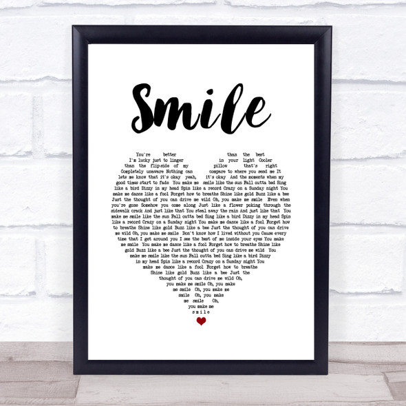 Uncle Kracker Smile White Heart Song Lyric Quote Music Print