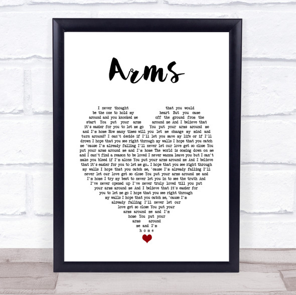 Christina Perri Arms White Heart Song Lyric Quote Music Print