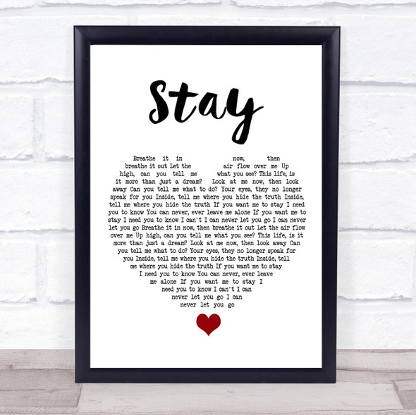 Deadmau5 Stay White Heart Song Lyric Quote Music Print