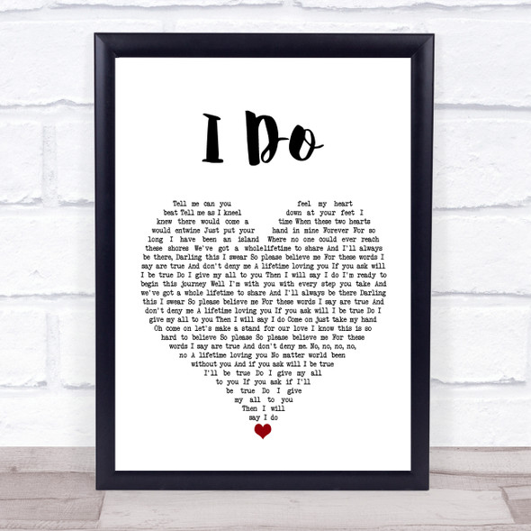 Westlife I Do White Heart Song Lyric Quote Music Print