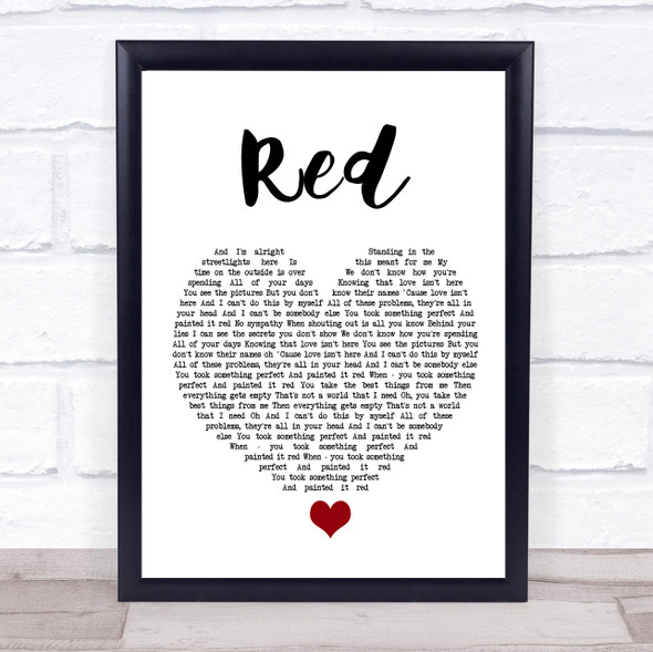 Daniel Merriweather Red White Heart Song Lyric Quote Music Print