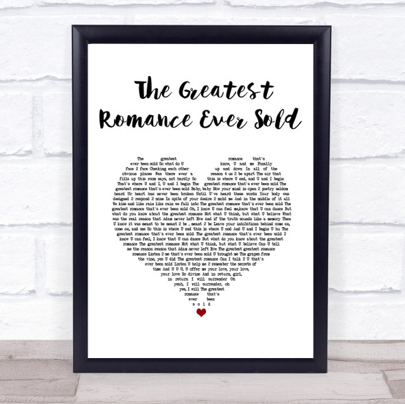 Prince The Greatest Romance Ever Sold White Heart Song Lyric Wall Art Print