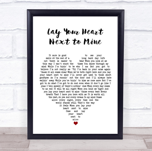 Steve Azar Lay Your Heart Next to Mine White Heart Song Lyric Wall Art Print