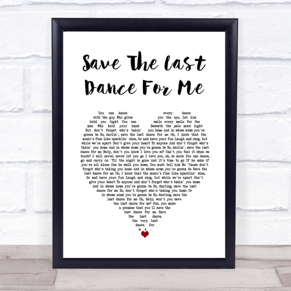 Michael Buble Save The Last Dance For Me White Heart Song Lyric Wall Art Print