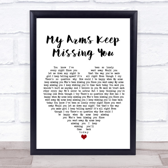 Rick Astley My Arms Keep Missing You White Heart Song Lyric Wall Art Print