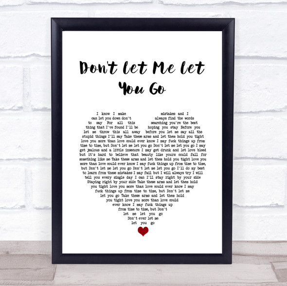 Jamie Lawson Don't Let Me Let You Go White Heart Song Lyric Wall Art Print