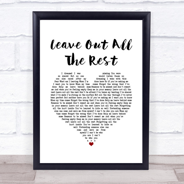 Linkin Park Leave Out All The Rest White Heart Song Lyric Wall Art Print