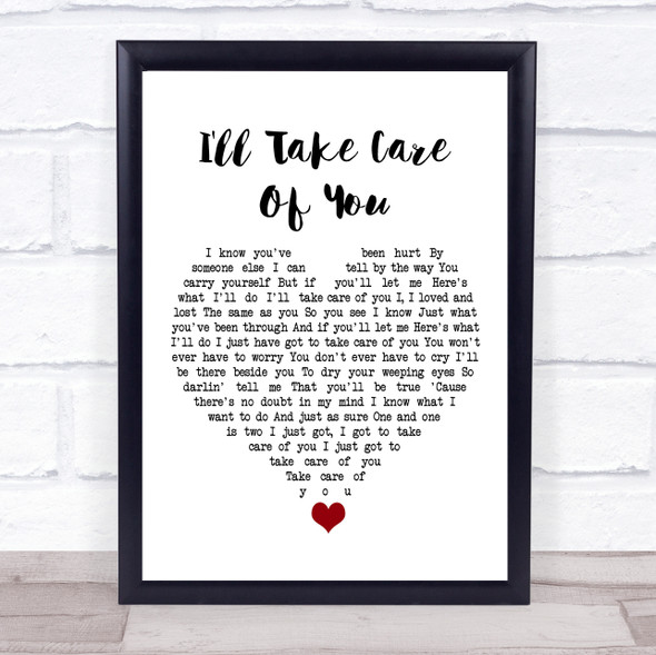 Beth Hart I'll Take Care Of You White Heart Song Lyric Wall Art Print