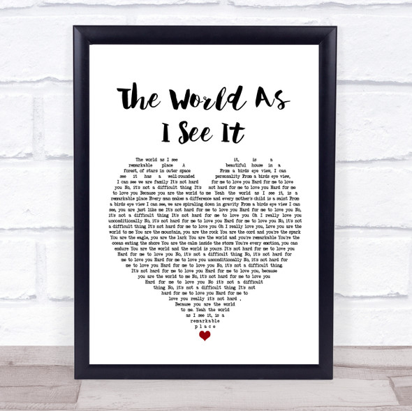 Jason Mraz The World As I See It White Heart Song Lyric Wall Art Print