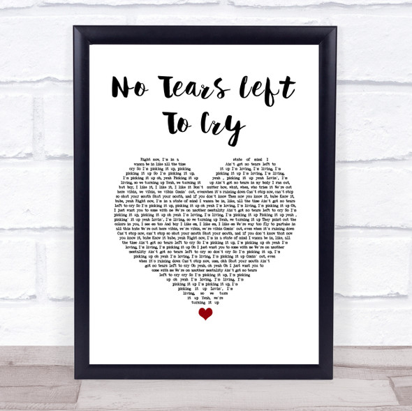 Ariana Grande No Tears Left To Cry White Heart Song Lyric Wall Art Print