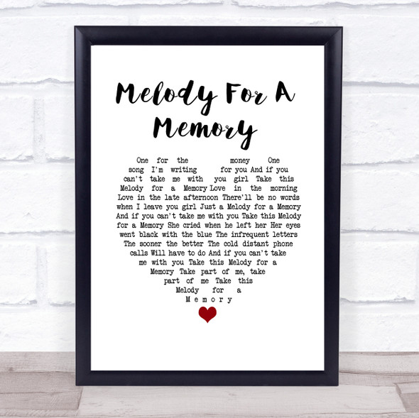 Hall & Oates Melody For A Memory White Heart Song Lyric Wall Art Print