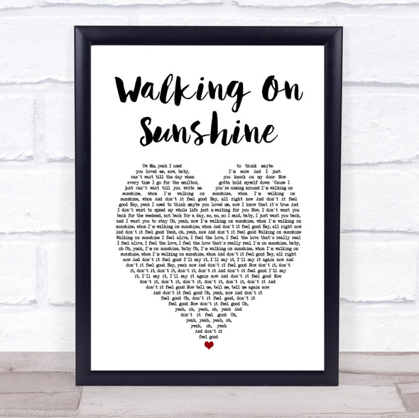 Katrina And The Waves Walking On Sunshine White Heart Song Lyric Wall Art Print