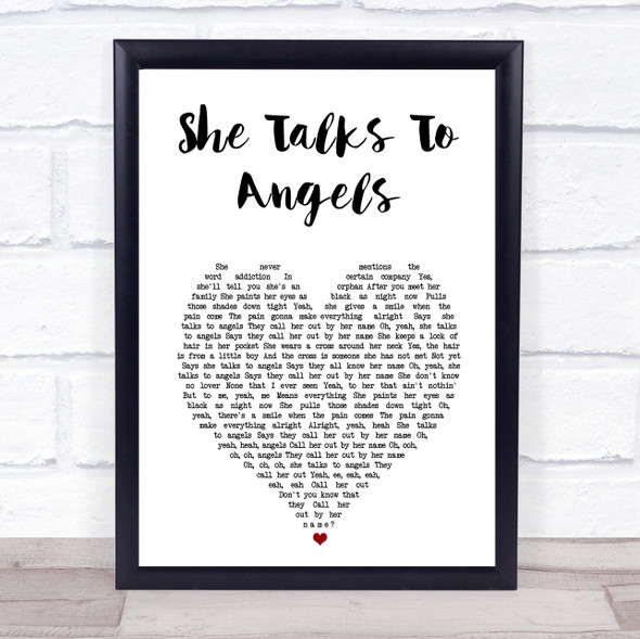 The Black Crowes She Talks To Angels White Heart Song Lyric Wall Art Print