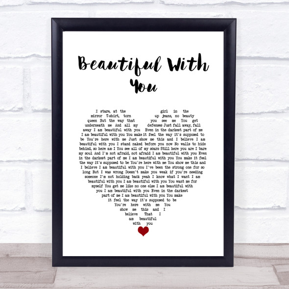 Halestorm Beautiful With You White Heart Song Lyric Wall Art Print