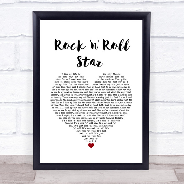 Oasis Rock 'n' Roll Star White Heart Song Lyric Wall Art Print