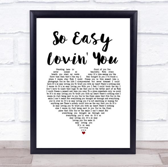 Ronan Keating So Easy Lovin' You White Heart Song Lyric Wall Art Print