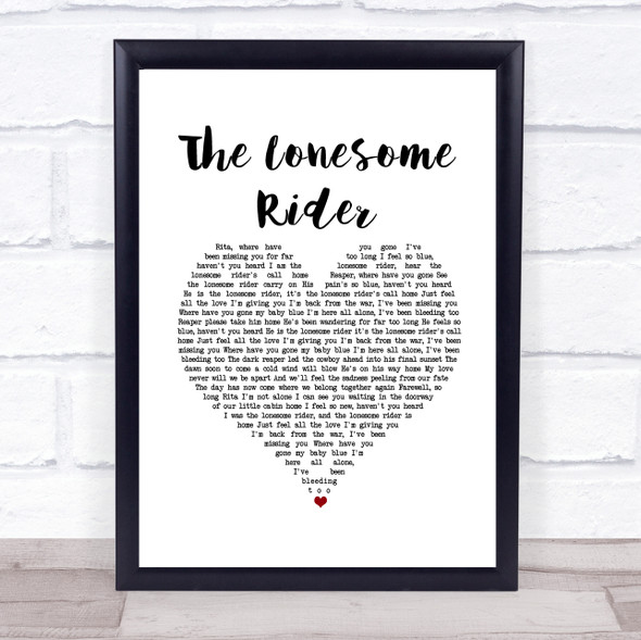 Volbeat The Lonesome Rider White Heart Song Lyric Wall Art Print