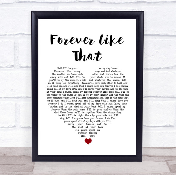 Ben Rector Forever Like That White Heart Song Lyric Wall Art Print