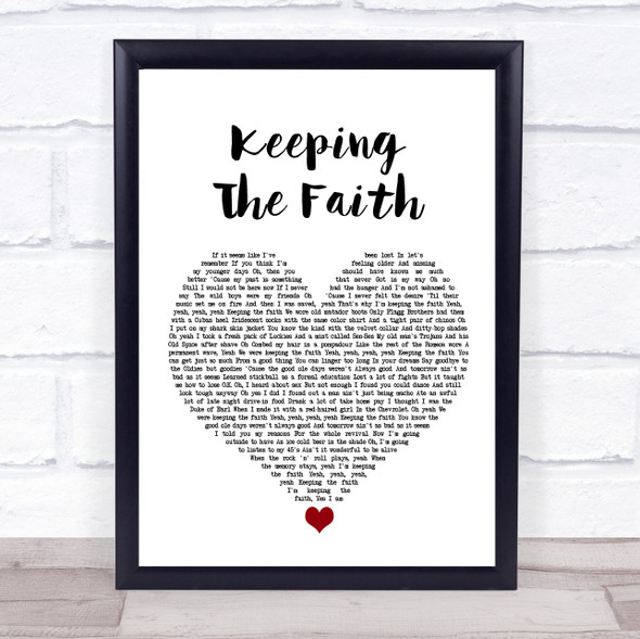 Billy Joel Keeping The Faith White Heart Song Lyric Wall Art Print