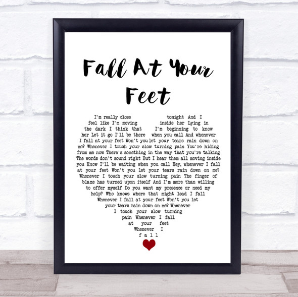 Crowded House Fall At Your Feet White Heart Song Lyric Wall Art Print