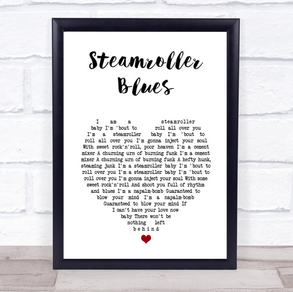 Elvis Presley Steamroller Blues White Heart Song Lyric Wall Art Print