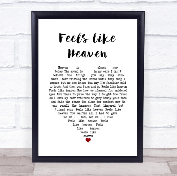 Fiction Factory Feels Like Heaven White Heart Song Lyric Wall Art Print