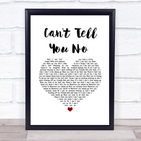 Muscadine Bloodline Can't Tell You No White Heart Song Lyric Wall Art Print
