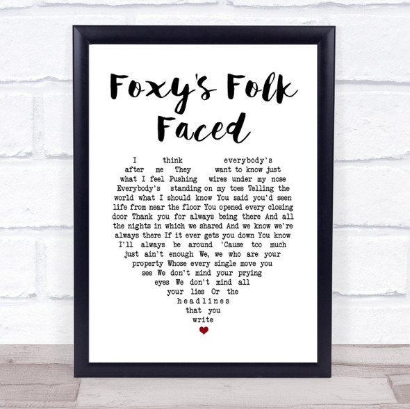 Ocean Colour Scene Foxy's Folk Faced White Heart Song Lyric Wall Art Print