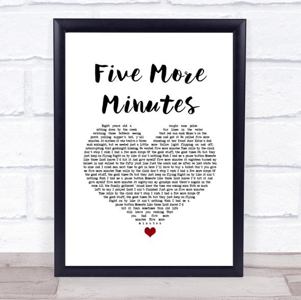 Scotty McCreery Five More Minutes White Heart Song Lyric Wall Art Print
