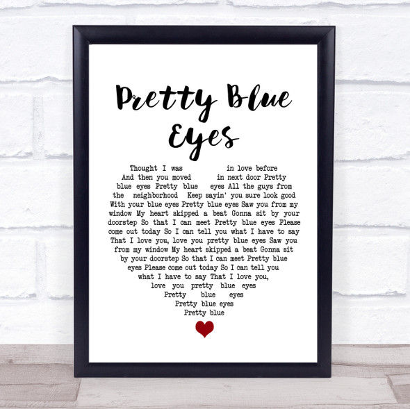Craig Douglas Pretty Blue Eyes White Heart Song Lyric Wall Art Print